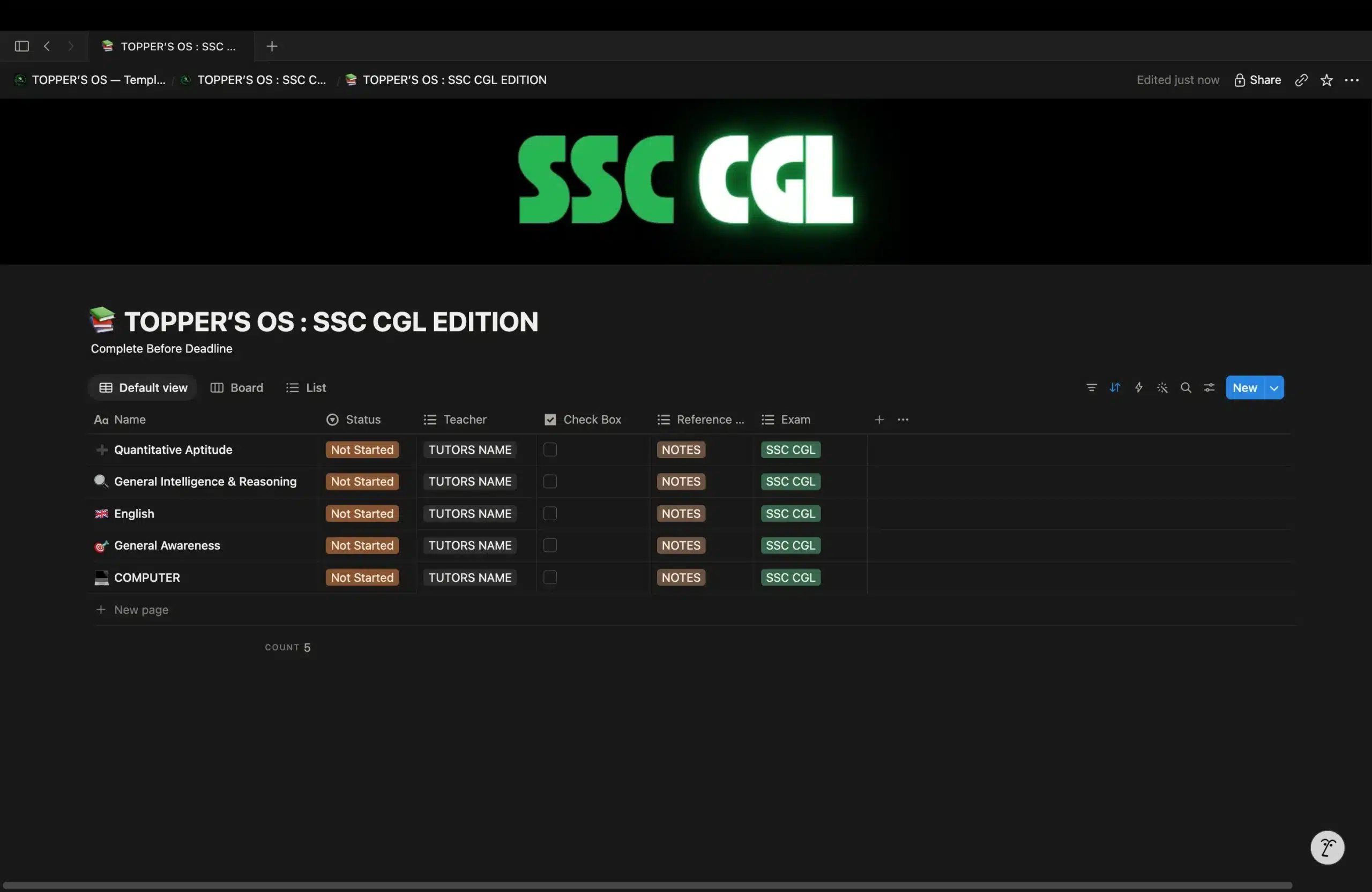 SSC CGL Subjects Database Hub